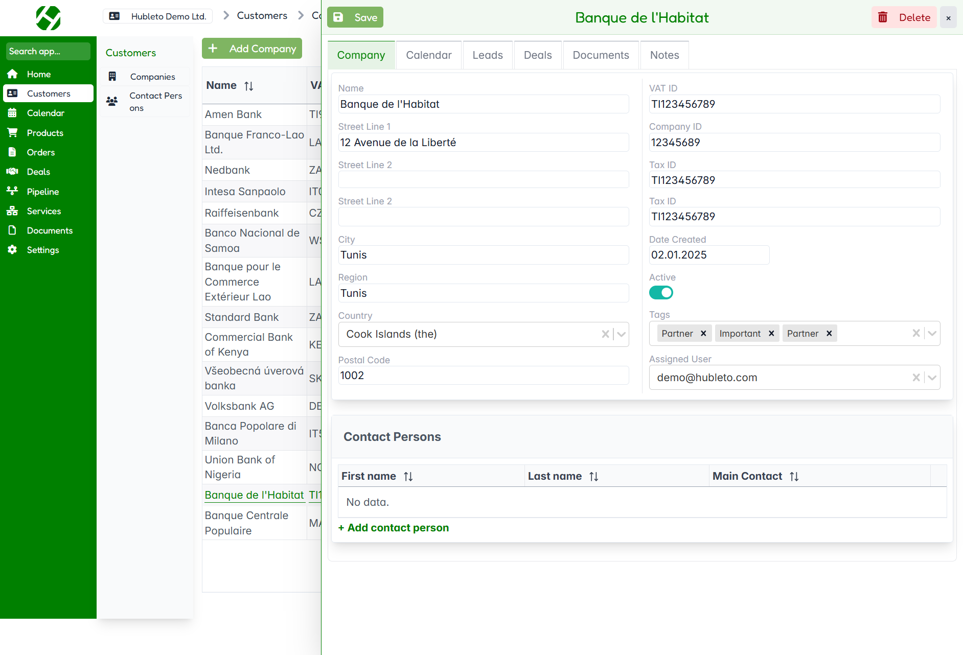 Company management in Hubleto is full of rich features